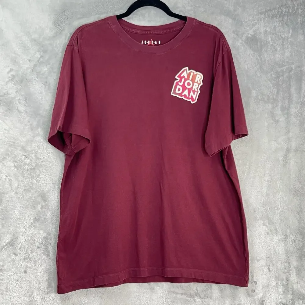 Nike‎ Jordan Sticker Mash Logo T-Shirt Mens XL Maroon